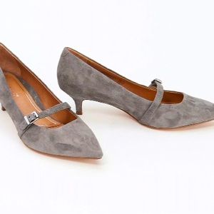 Vionic grey suede Mary Jane w/ 2inch kitten heel as 8.5